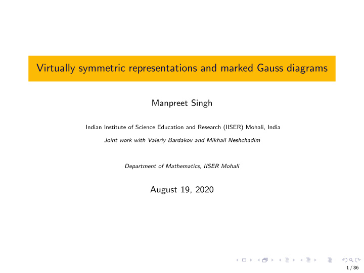 virtually symmetric representations and marked gauss