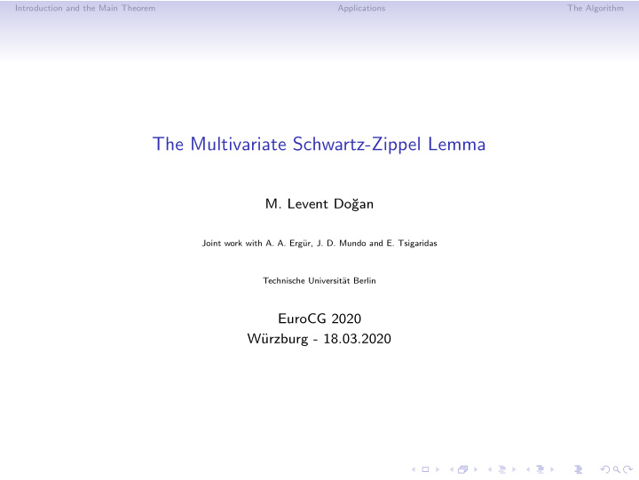 the multivariate schwartz zippel lemma