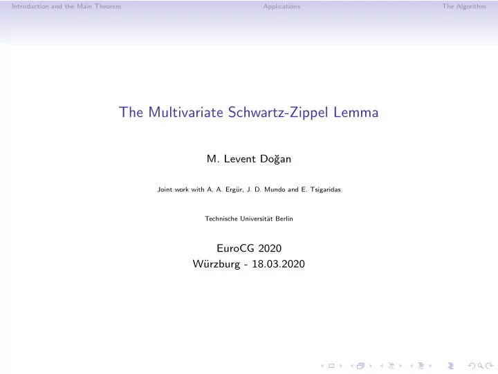 the multivariate schwartz zippel lemma