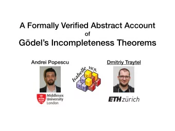 Gdels Incompleteness Theorems  Andrei Popescu  Dmitriy Traytel  e  HOL  l  l  e  b  a    s
