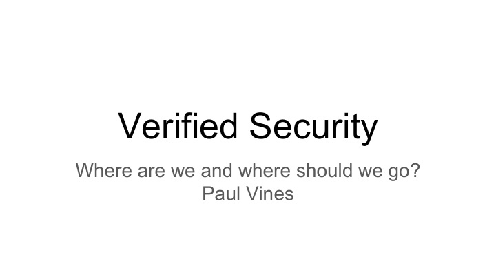 verified security