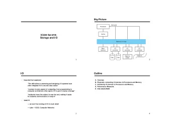 Big Picture  Interrupts  Processor  Cache  IC220 Set #18:  Storage and I/O  Memory- I/O bus  Main