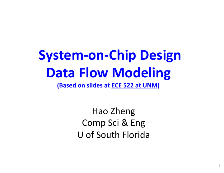 system on chip design data flow modeling
