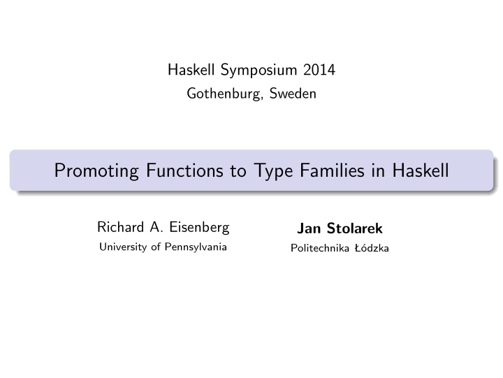 promoting functions to type families in haskell