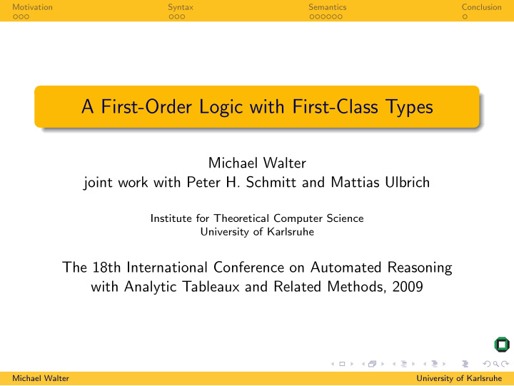 a first order logic with first class types