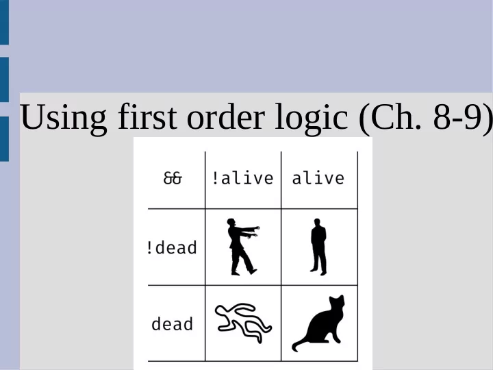using first order logic ch 8 9 review first order logic