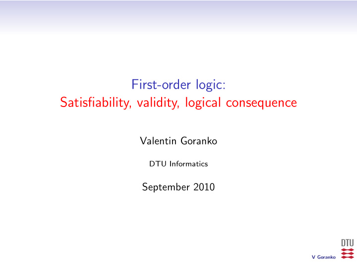 first order logic satisfiability validity logical