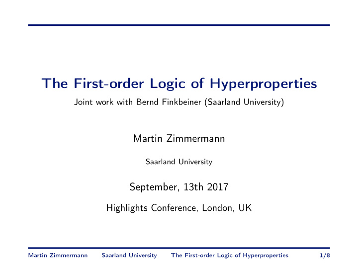 the first order logic of hyperproperties