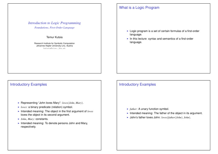 what is a logic program introduction to logic programming