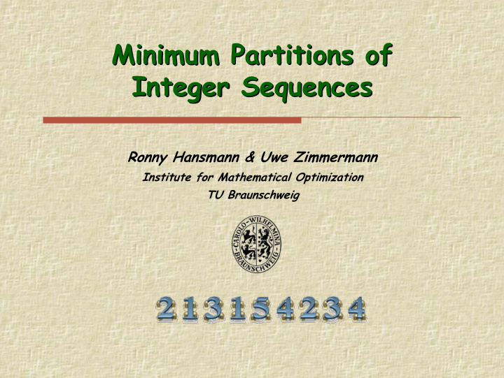 minimum partition partitions of s of minimum integer