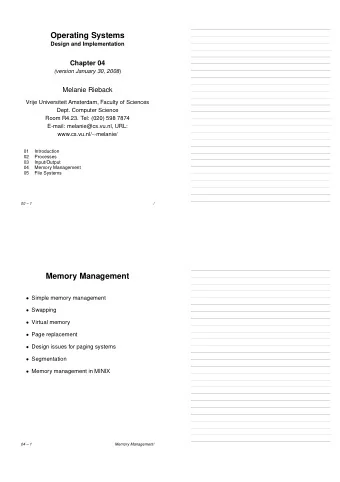 Operating Systems  Design and Implementation  Chapter 04 (version January 30, 2008 )  Melanie