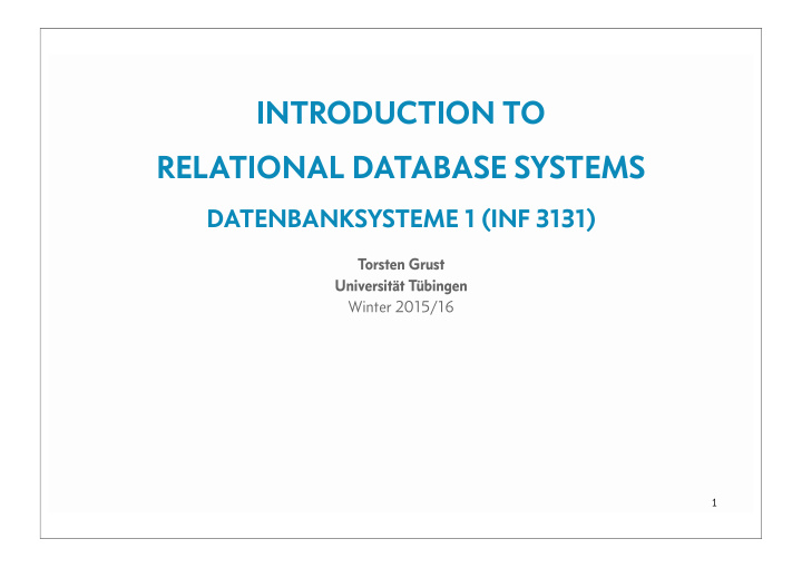 introduction to relational database systems