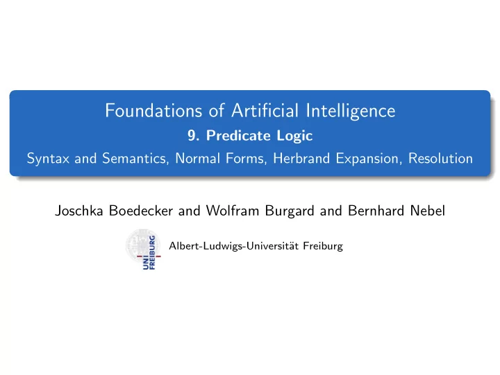 foundations of artificial intelligence