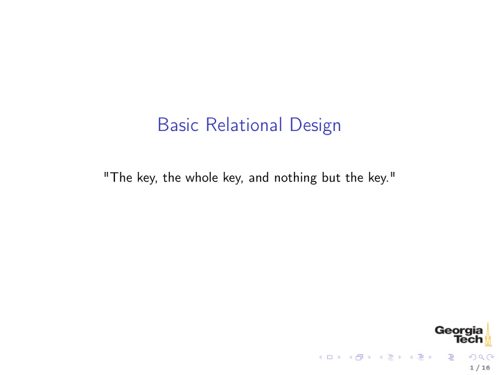 basic relational design