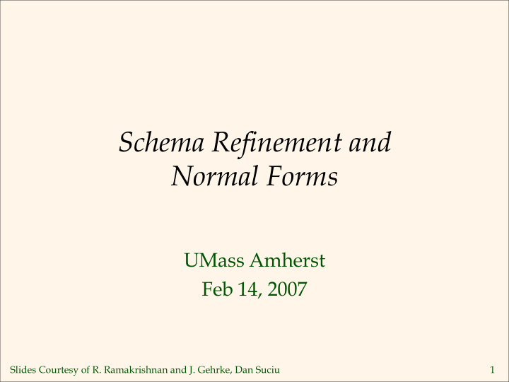 schema refinement and normal forms