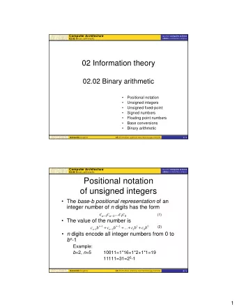 Positional notation  of unsigned integers  The base - b positional representation of an integer