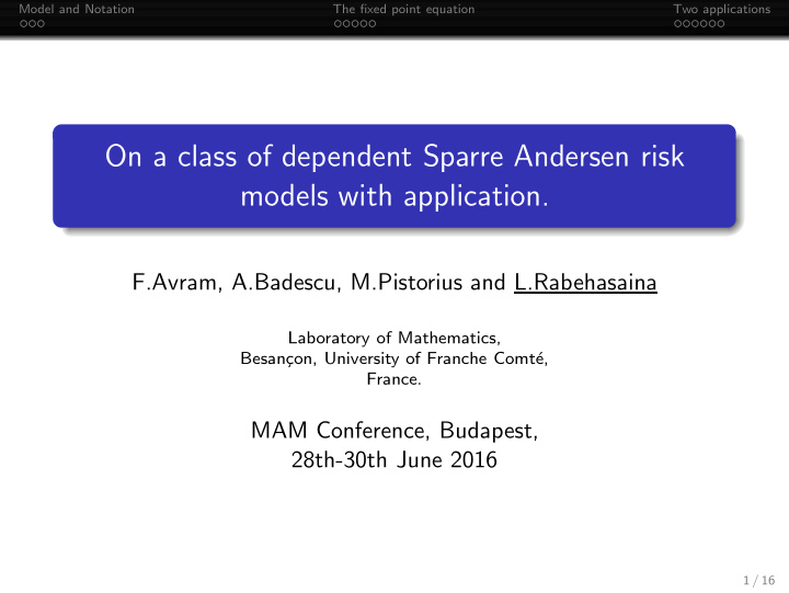 on a class of dependent sparre andersen risk models with