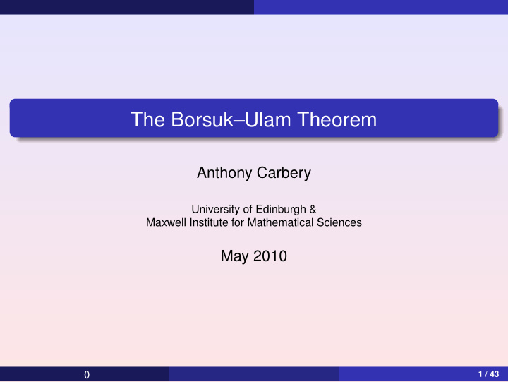 the borsuk ulam theorem
