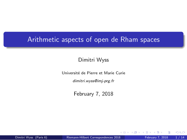 arithmetic aspects of open de rham spaces