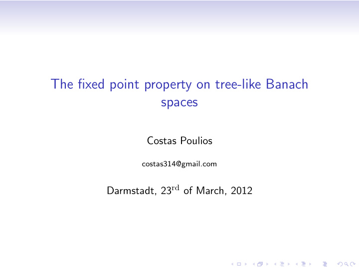 the fixed point property on tree like banach spaces