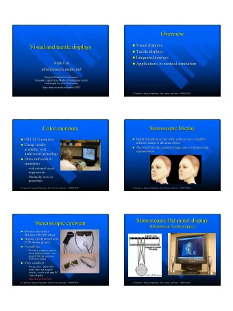 Overview  Overview  Visual displays  Visual displays  Visual and tactile displays  Visual and