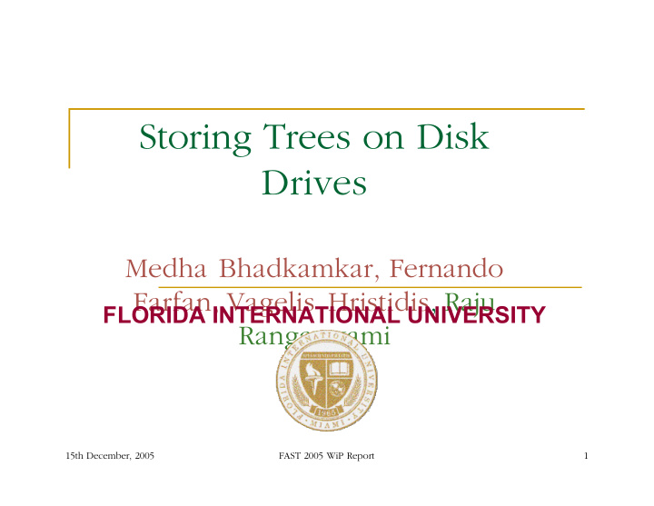 storing trees on disk drives