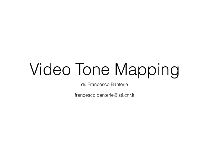 video tone mapping