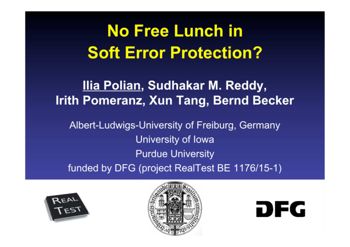 no free lunch in soft error protection