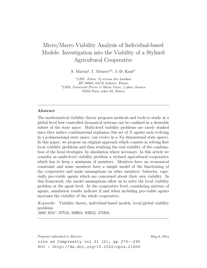 micro macro viability analysis of individual based models