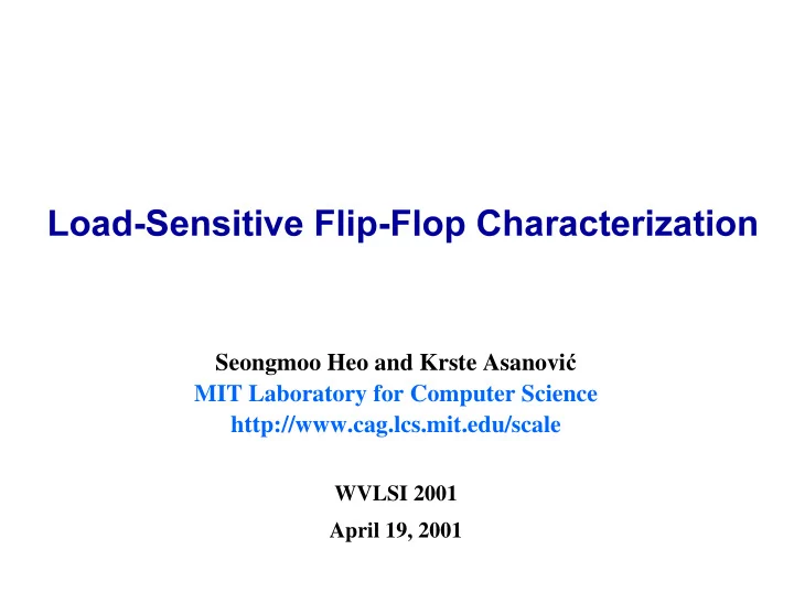 seongmoo heo and krste asanovi mit laboratory for
