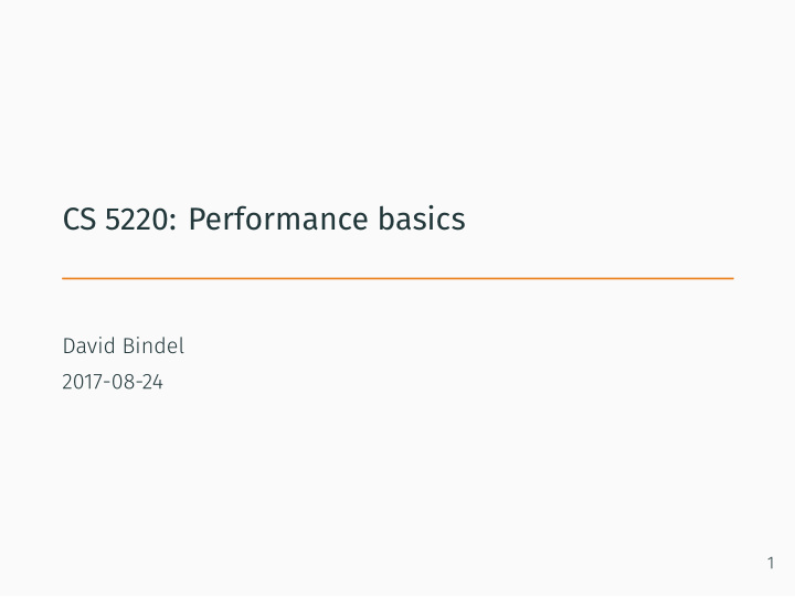 cs 5220 performance basics