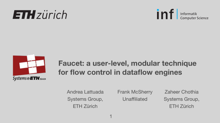 faucet a user level modular technique for flow control in
