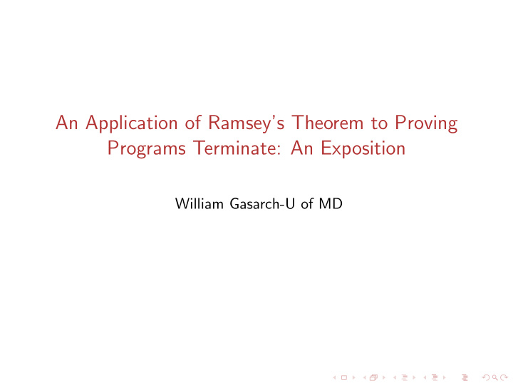 an application of ramsey s theorem to proving programs