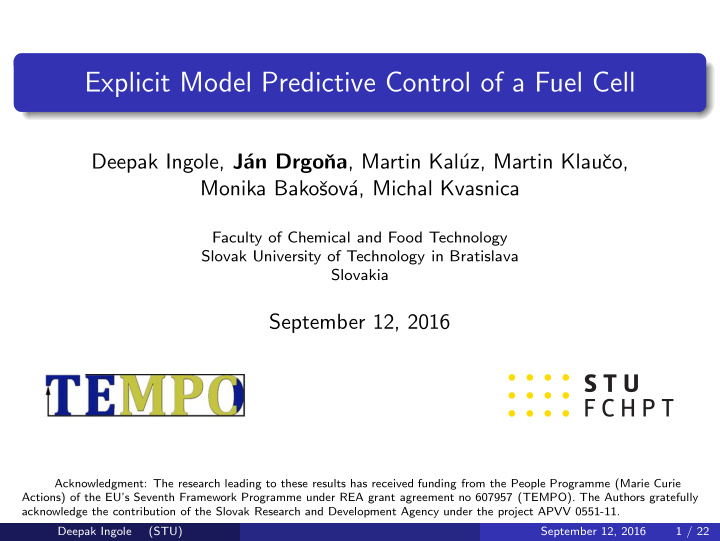 explicit model predictive control of a fuel cell