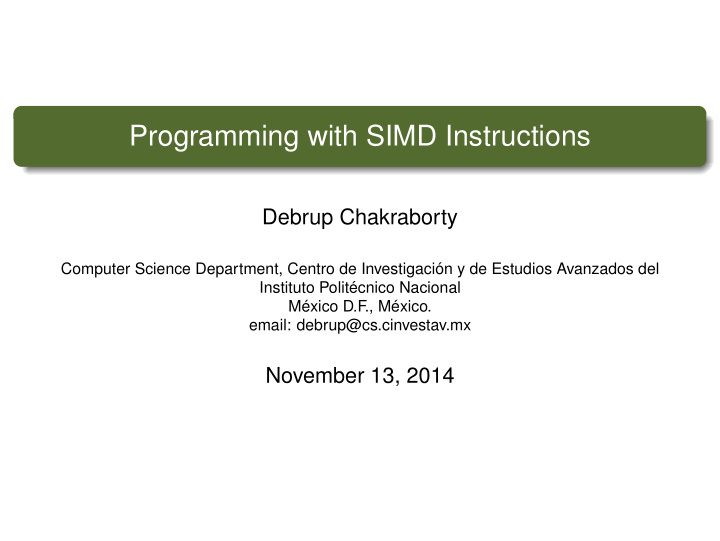 programming with simd instructions