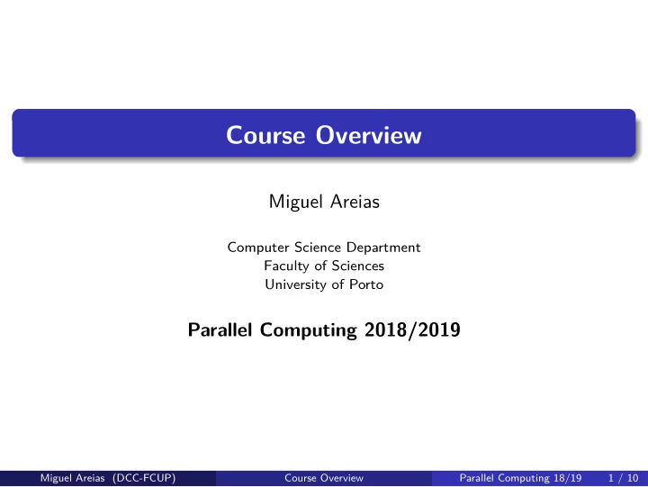 course overview