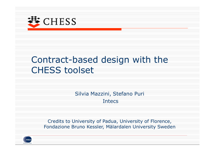 contract based design with the chess toolset