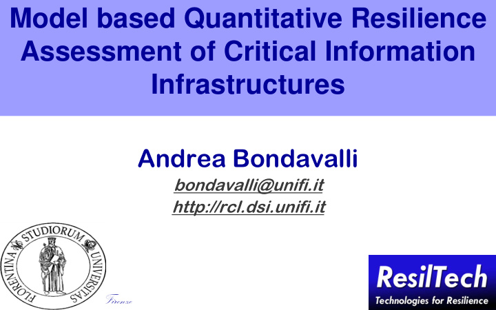 model based quantitative resilience assessment of