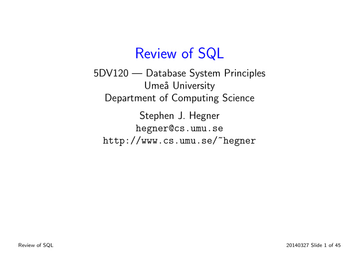 review of sql