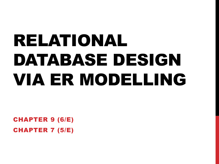 relational database design via er modelling