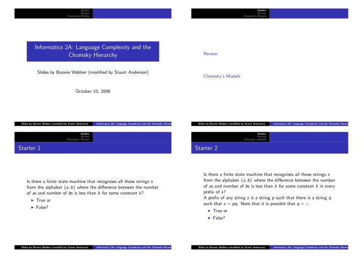 informatics 2a language complexity and the