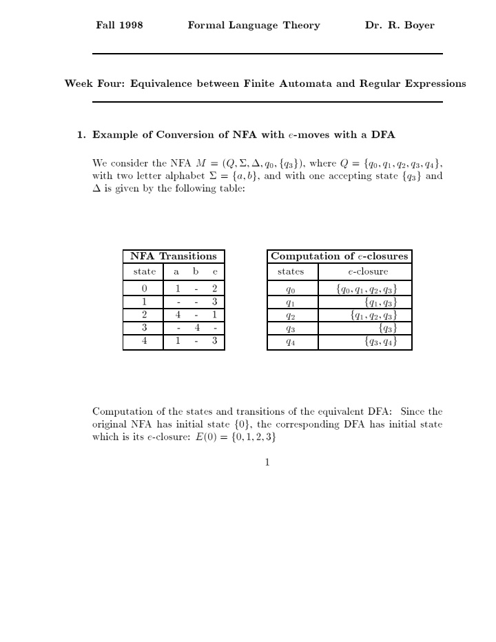 f all 1998 f ormal language theory dr r bo y er w eek f