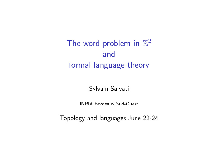 and formal language theory