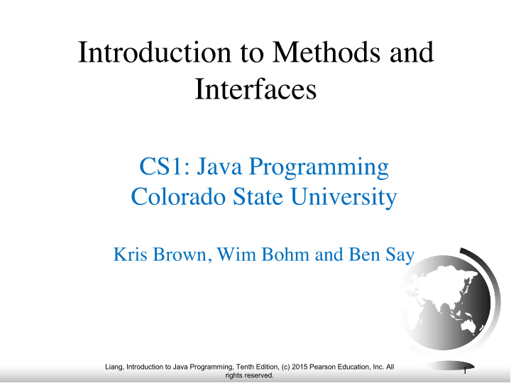 introduction to methods and interfaces