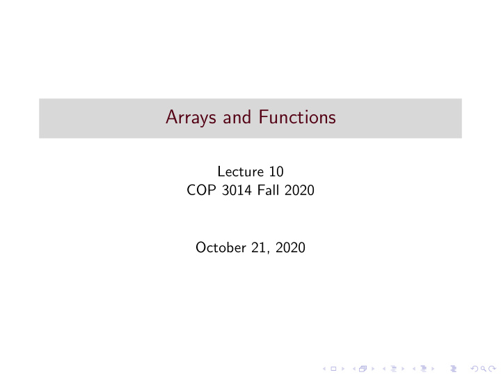 arrays and functions