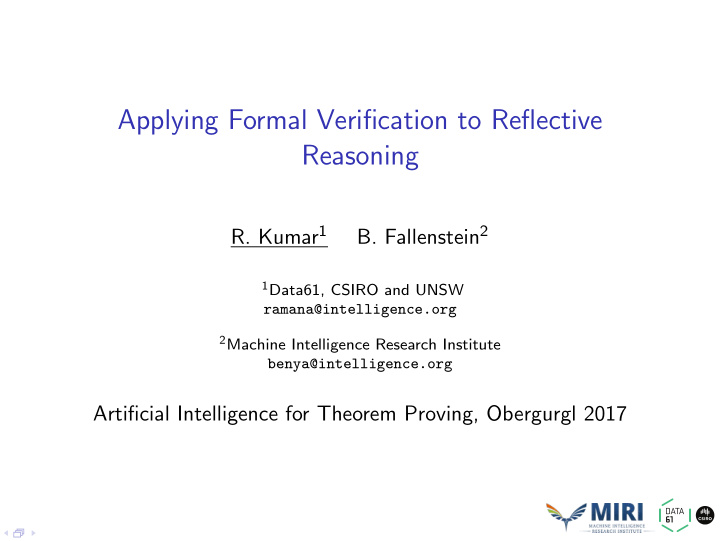 applying formal verification to reflective reasoning