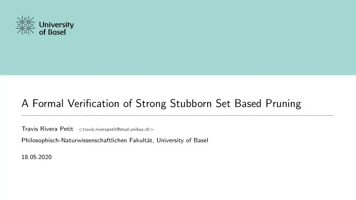 a formal verification of strong stubborn set based pruning