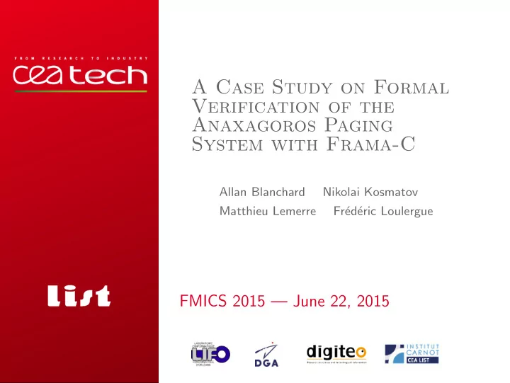 a case study on formal verification of the anaxagoros