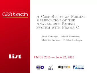 A Case Study on Formal  Verification of the  Anaxagoros Paging  System with Frama-C  Allan