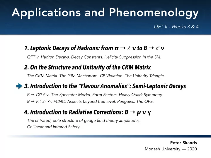 applications and phenomenology
